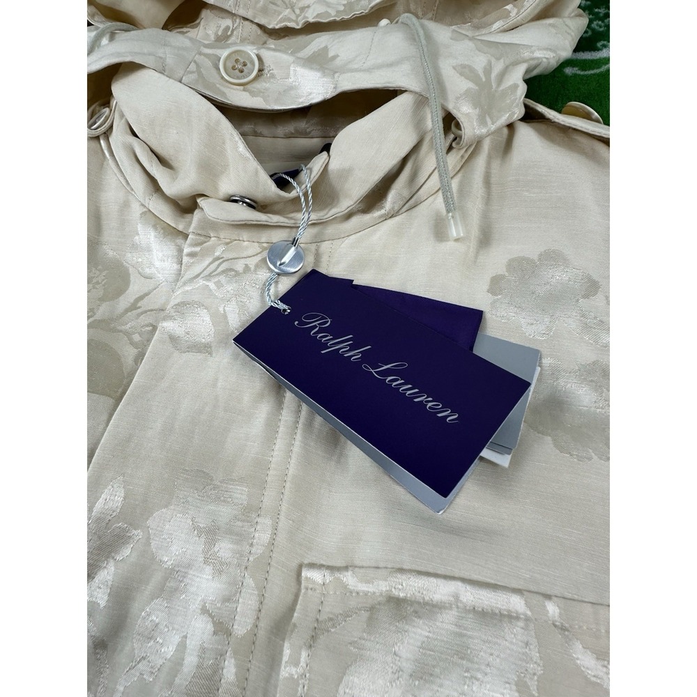 Ralph Lauren Purple Label Ivory Linen Blend Floral Hooded Padded Jacket SZ 4 NWT - Picture 8 of 14